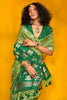 Unique Olive Green Zari Weaving Silk Mehendi Wear Saree With Blouse