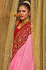Beautiful Pink Chikankari Work Tussar Silk Event Wear Saree