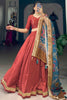 Endearing Red Lace Work Chinon Silk Traditional Lehenga Choli