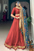 Endearing Red Lace Work Chinon Silk Traditional Lehenga Choli