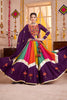 Bewitching Purple Mirror Work Cotton Navratri Lehenga Choli With Dupatta