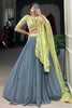 Delightful Grey Thread Embroidery Georgette Event Wear Lehenga Choli