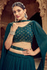 Astonishing Purple Embroidered Georgette Reception Wear Lehenga Choli