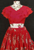 Beautiful Red Thread Embroidered Georgette Crop Top Lehenga