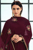 Mesmerizing Maroon Embroidered Georgette Palazzo Suit With Dupatta