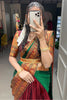 Spectacular Maroon Zari Weaving Cotton Lehenga Choli With Dupatta