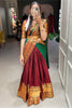 Spectacular Maroon Zari Weaving Cotton Lehenga Choli With Dupatta