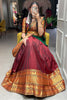 Spectacular Maroon Zari Weaving Cotton Lehenga Choli With Dupatta