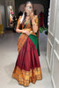 Spectacular Maroon Zari Weaving Cotton Lehenga Choli With Dupatta