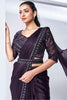 Beautiful Purple Color Satin Silk Ready To Wear Saree With Blouse