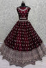 Fantastic Dark Maroon Embroidered Silk Engagement Wear Lehenga Choli