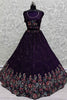 Fabulous Purple Embroidered Chinon Wedding Wear Lehenga Choli