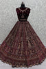 Delightful Maroon Velvet Bridal Lehenga Choli With Double Dupatta