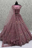 Appealing Pink Dori Embroidered Net Bridal Lehenga Choli With Dupatta