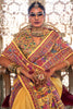 Bewitching Yellow Floral Printed Silk Haldi Wear Saree With Blouse