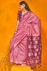 Alluring Dusty Pink Zari Weaving Silk Function Wear Saree With Blouse