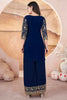 Adorable Navy-Blue Embroidered Georgette Palazzo Suit With Dupatta
