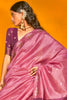 Alluring Dusty Pink Zari Weaving Silk Function Wear Saree With Blouse