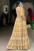 Marvelous Yellow Printed Georgette Function Wear Gown