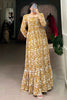 Marvelous Yellow Printed Georgette Function Wear Gown