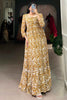 Marvelous Yellow Printed Georgette Function Wear Gown