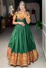 Enchanting Green Zari Weaving Cotton Traditional Gown