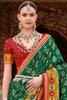 Adorable Green Printed Silk Event Wear Saree With Blouse