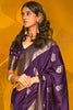 Beautiful Wine Color Zari Weaving Silk Event Wear Saree With Blouse