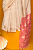 Stunning Beige Color Zari Weaving Silk Festival Wear Saree With Blouse
