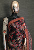 Captivating Black Printed Linen Traditional Saree With Blouse