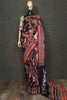 Captivating Black Printed Linen Traditional Saree With Blouse