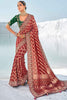 Extraordinary Maroon Bandhani Printed Georgette Festival Wear Saree