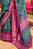 Pretty Teal Blue Digital Printed Silk Function Wear Saree With Blouse