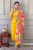 Beautiful Yellow Embroidered Viscose Pant Suit With Dupatta