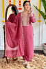 Captivating Dark Pink Embroidered Viscose Pant Suit With Dupatta