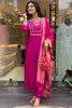 Enjoyable Rani Pink Embroidered Viscose Function Wear Pant Suit