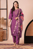 Fabulous Purple Embroidered Viscose Festival Wear Pant Suit