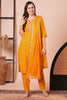 Pretty Orange Embroidered Rayon Function Wear Pant Suit With Dupatta