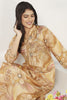 Alluring Beige Floral Printed Chanderi Office Wear Kurti With Pant