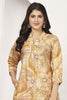 Alluring Beige Floral Printed Chanderi Office Wear Kurti With Pant