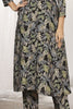Beloved Black Floral Printed Chanderi Casual Wear Kurti With Pant