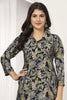 Beloved Black Floral Printed Chanderi Casual Wear Kurti With Pant
