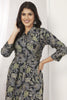 Attractive Navy Blue Digital Printed Rayon Casual Wear Kurti With Pant