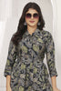 Attractive Navy Blue Digital Printed Rayon Casual Wear Kurti With Pant