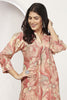 Stunning Peach Floral Printed Chanderi Traditional Kurti With Pant