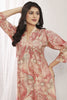 Stunning Peach Floral Printed Chanderi Traditional Kurti With Pant