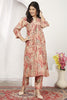 Stunning Peach Floral Printed Chanderi Traditional Kurti With Pant