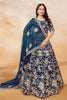 Alluring Blue Embroidered Silk Engagement Wear Lehenga Choli