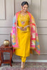 Beautiful Yellow Embroidered Viscose Pant Suit With Dupatta