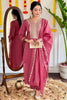 Captivating Dark Pink Embroidered Viscose Pant Suit With Dupatta